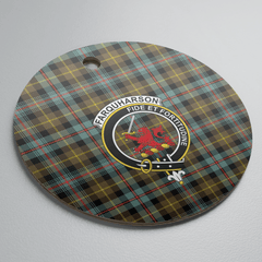 Clan Farquharson Weathered Tartan Crest Round Ceramic Ornament MV21 Farquharson Weathered Tartan Tartan Christmas