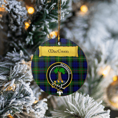 Clan MacEwen Modern Tartan Crest Round Ceramic Ornament MW73 MacEwen Modern Tartan Tartan Christmas
