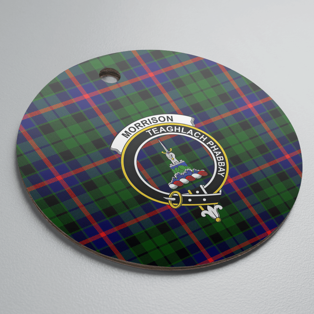 Clan Morrison Modern Tartan Crest Round Ceramic Ornament KB89 Morrison Modern Tartan Tartan Christmas