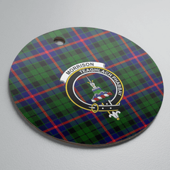 Clan Morrison Modern Tartan Crest Round Ceramic Ornament KB89 Morrison Modern Tartan Tartan Christmas