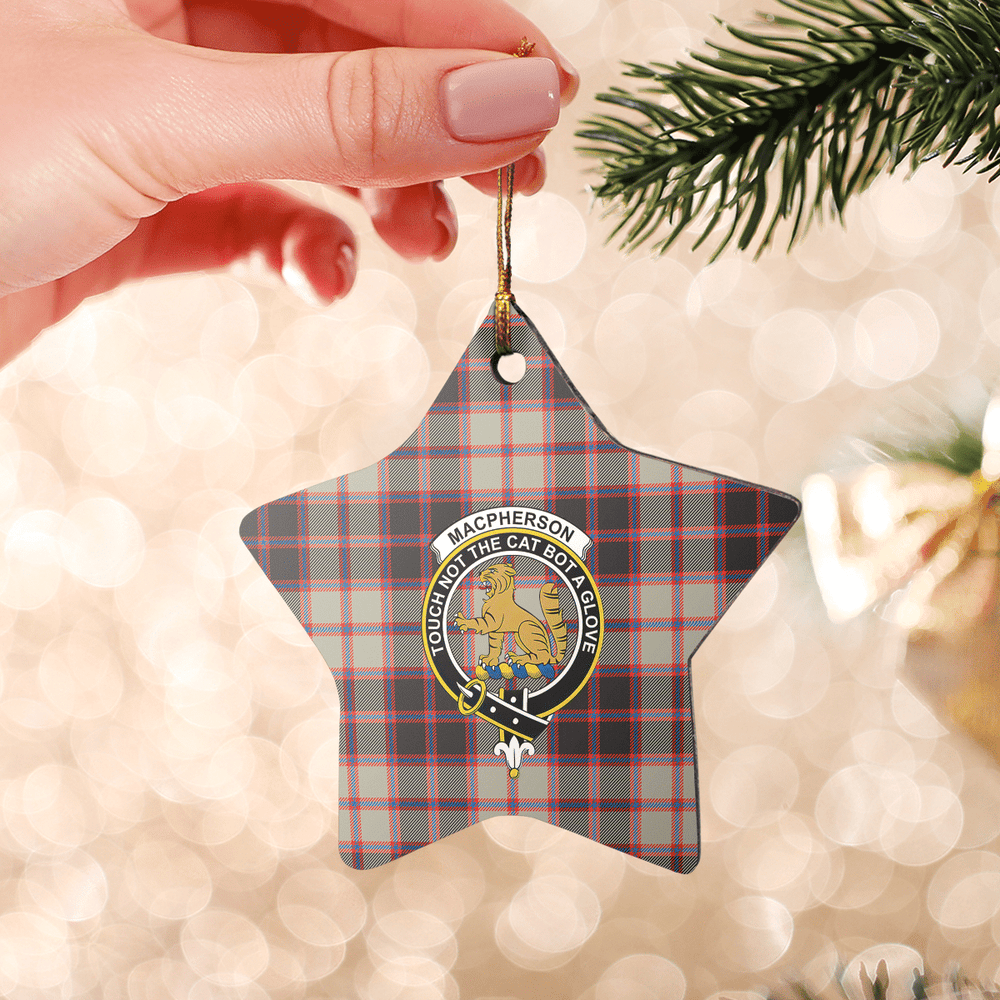 Clan MacPherson Hunting Ancient Tartan Crest Star Ceramic Ornament JC64 MacPherson Hunting Ancient Tartan Tartan Christmas