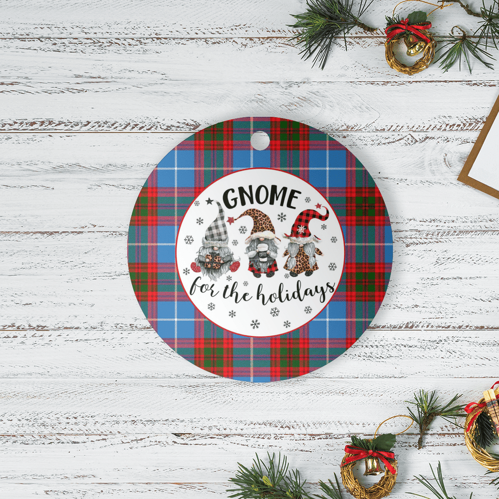 Clan Crichton District Tartan Tartan Crest Gnome Round Ceramic Ornament KN31 Crichton District Tartan Tartan Christmas