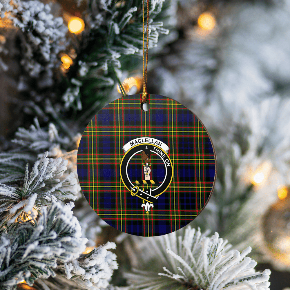 Clan MacLellan Modern Tartan Crest Round Ceramic Ornament BB84 MacLellan Modern Tartan Tartan Christmas