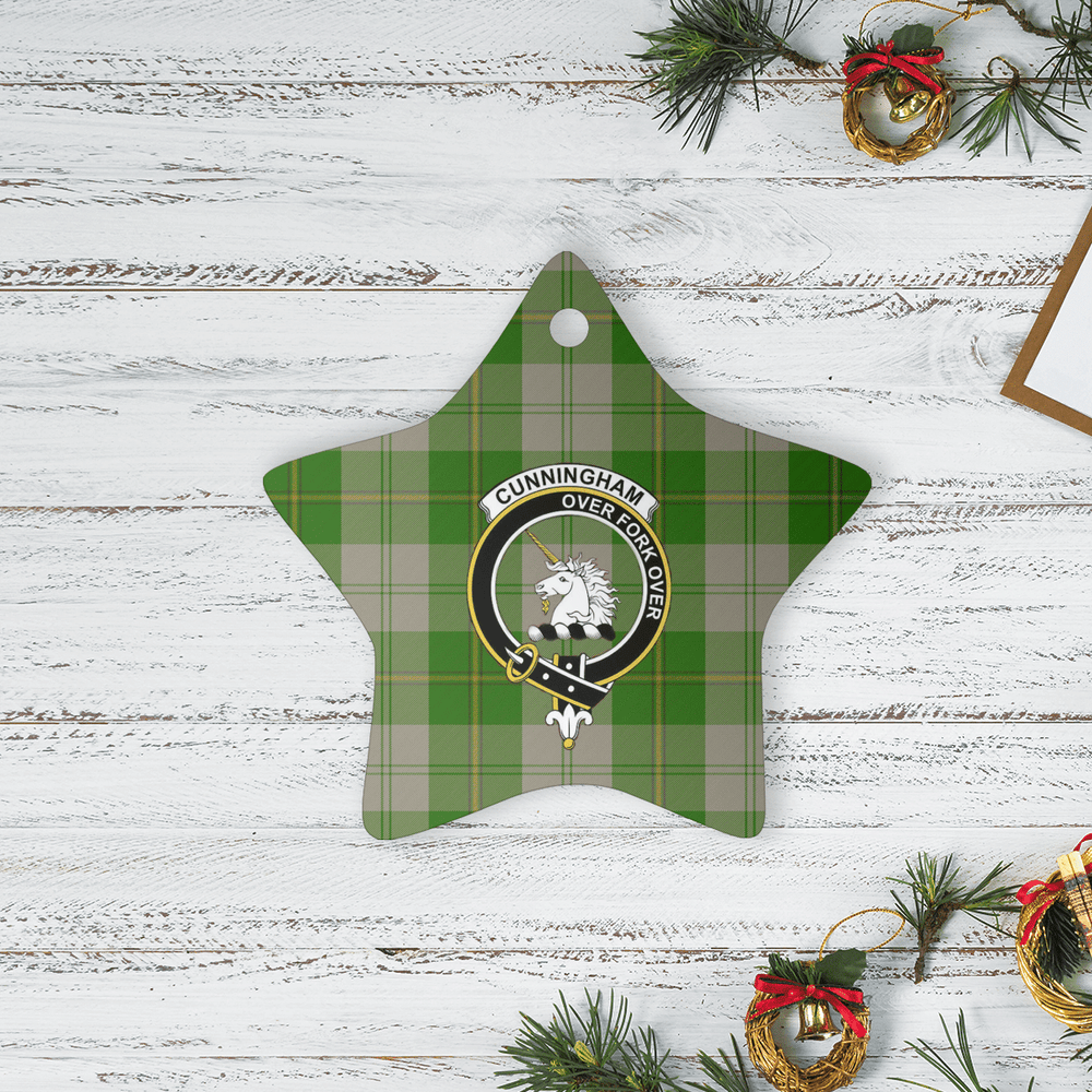 Clan Cunningham Dress Green Dancers Tartan Crest Star Ceramic Ornament ND13 Cunningham Dress Green Dancers Tartan Tartan Christmas