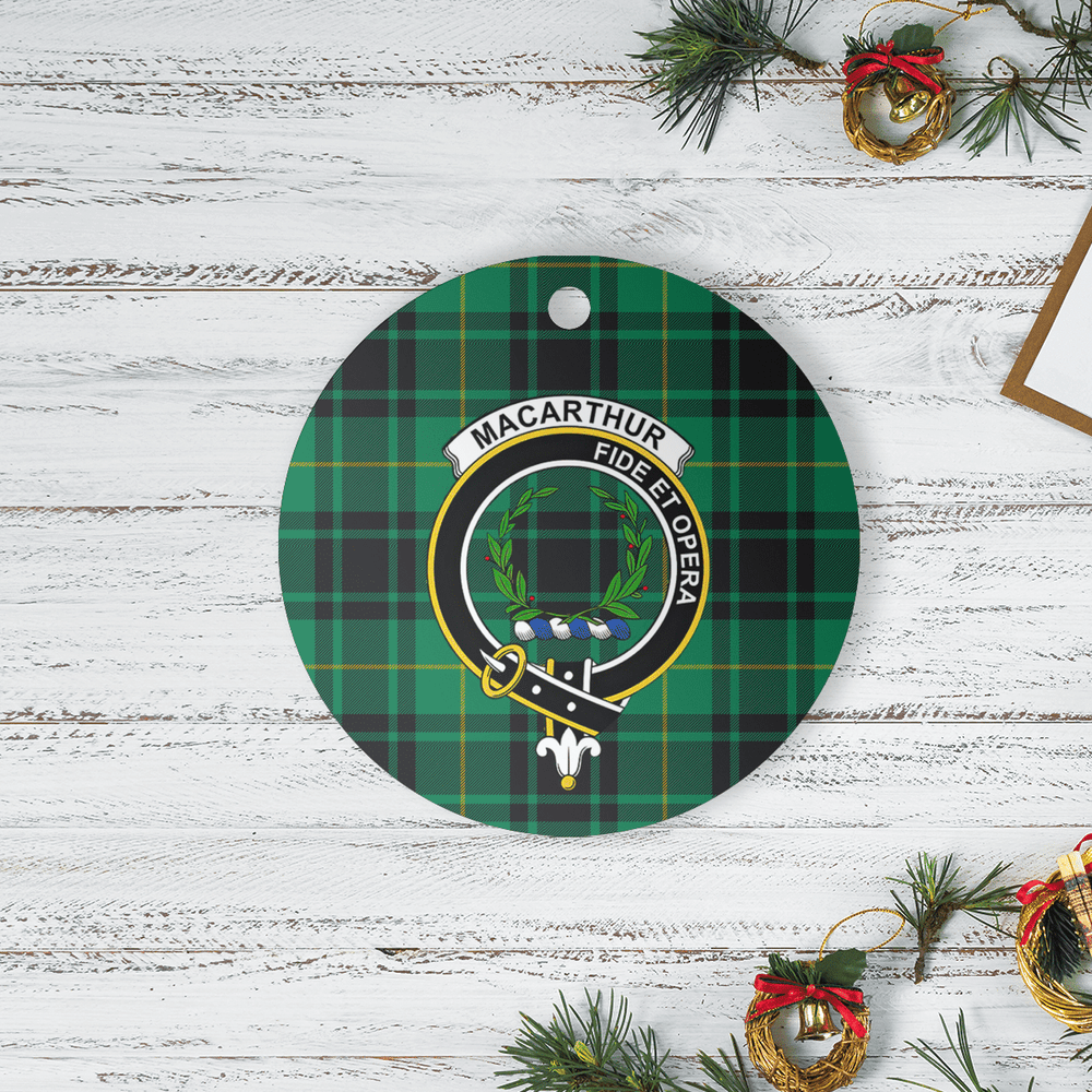 Clan MacArthur Ancient Tartan Crest Round Ceramic Ornament JW52 MacArthur Ancient Tartan Tartan Christmas
