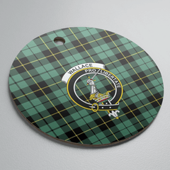 Clan Wallace Hunting Ancient Tartan Crest Round Ceramic Ornament XI35 Wallace Hunting Ancient Tartan Tartan Christmas