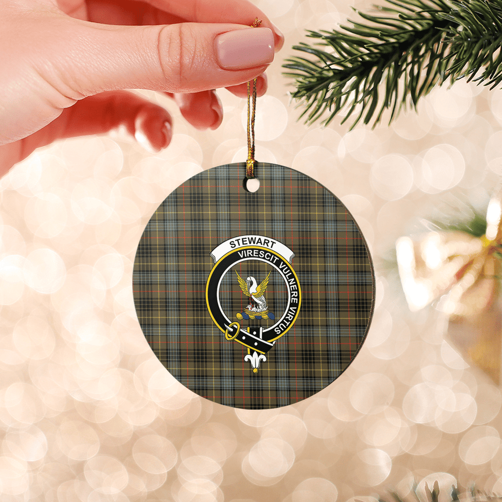 Clan Stewart Hunting Weathered Tartan Crest Round Ceramic Ornament BF12 Stewart Hunting Weathered Tartan Tartan Christmas