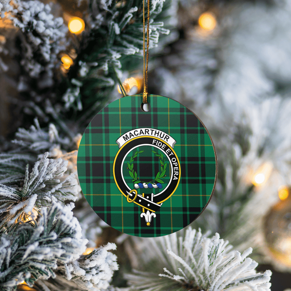 Clan MacArthur Ancient Tartan Crest Round Ceramic Ornament JW52 MacArthur Ancient Tartan Tartan Christmas