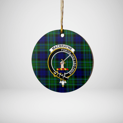 Clan MacCallum Modern Tartan Crest Round Ceramic Ornament
