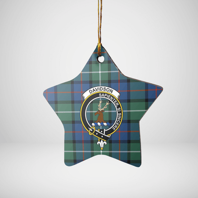 Clan Davidson of Tulloch Tartan Crest Star Ceramic Ornament