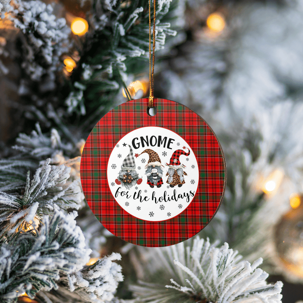Clan Heron Tartan Tartan Crest Gnome Round Ceramic Ornament IS49 Heron Tartan Tartan Christmas