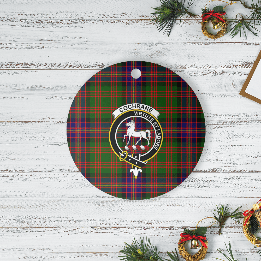 Clan Cochrane Modern Tartan Crest Round Ceramic Ornament ZA40 Cochrane Modern Tartan Tartan Christmas