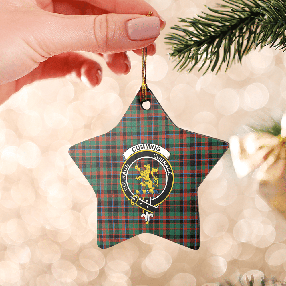 Clan Cumming Hunting Ancient Tartan Crest Star Ceramic Ornament DB41 Cumming Hunting Ancient Tartan Tartan Christmas