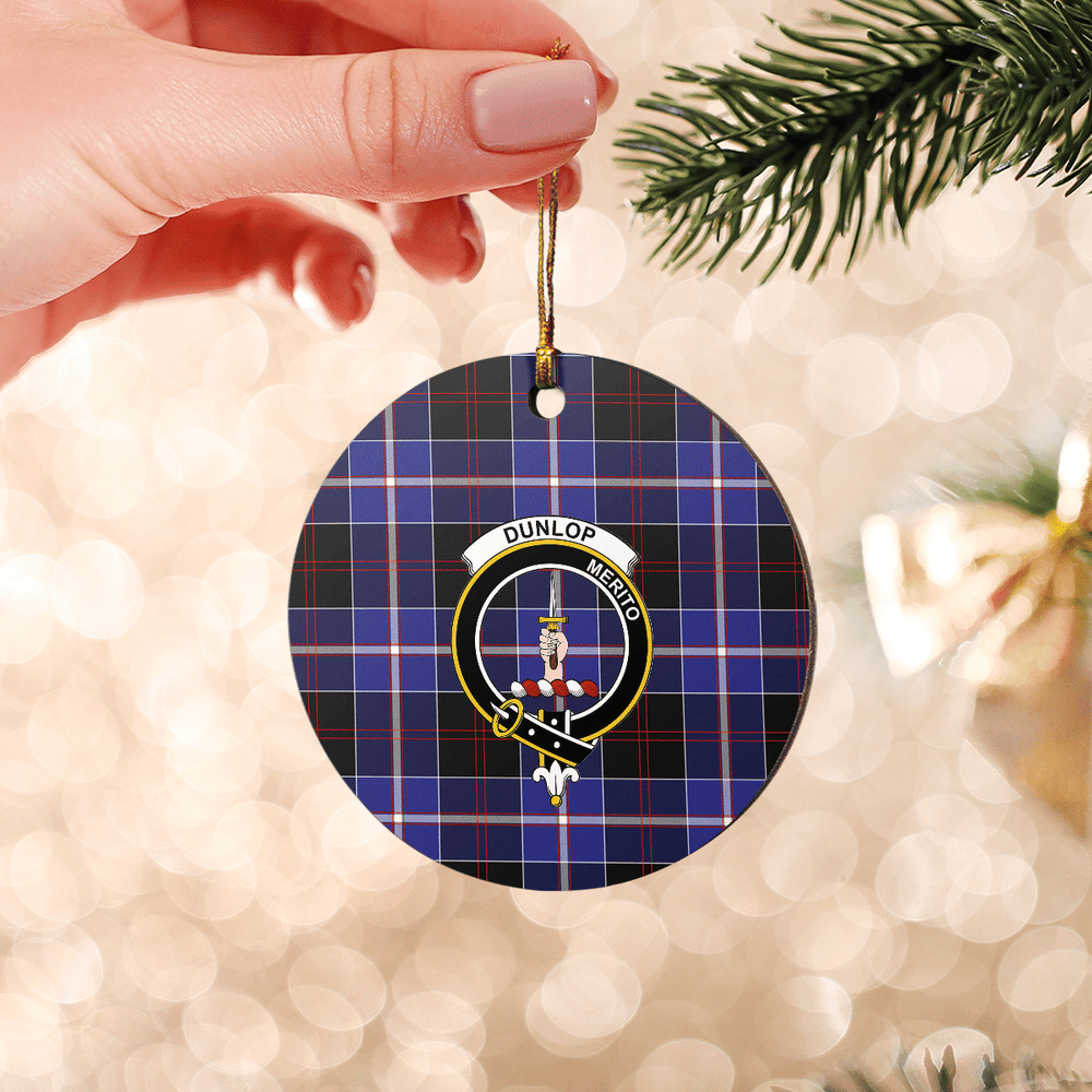 Clan Dunlop Modern Tartan Crest Round Ceramic Ornament EB36 Dunlop Modern Tartan Tartan Christmas