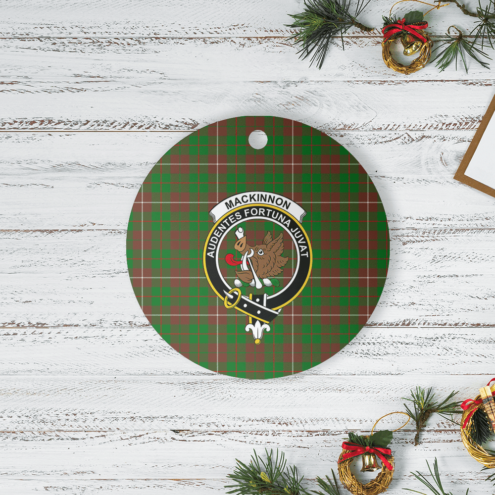 Clan MacKinnon Hunting Modern Tartan Crest Round Ceramic Ornament IT46 MacKinnon Hunting Modern Tartan Tartan Christmas