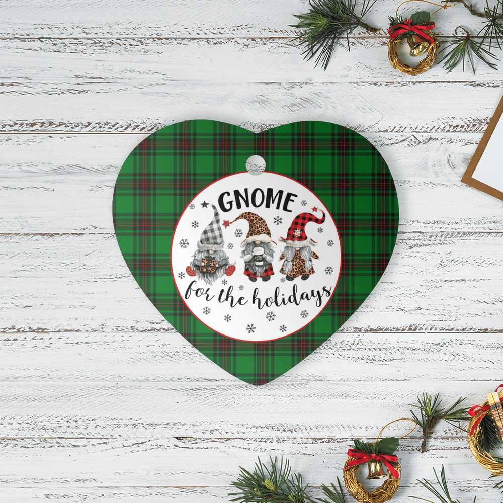 Clan Halkerston Tartan Tartan Crest Gnome Heart Ceramic Ornament FW39 Halkerston Tartan Tartan Christmas