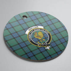 Clan Sinclair Hunting Ancient Tartan Crest Round Ceramic Ornament KQ87 Sinclair Hunting Ancient Tartan Tartan Christmas