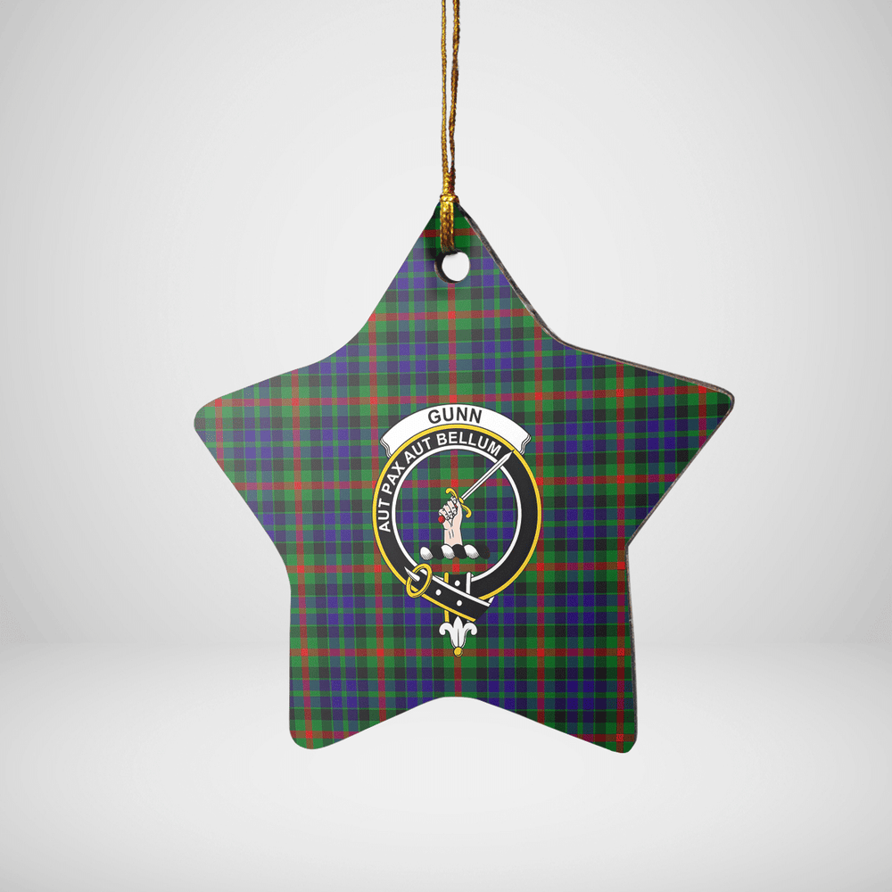 Clan Gunn Tartan Crest Star Ceramic Ornament BO85 Gunn Tartan Tartan Christmas