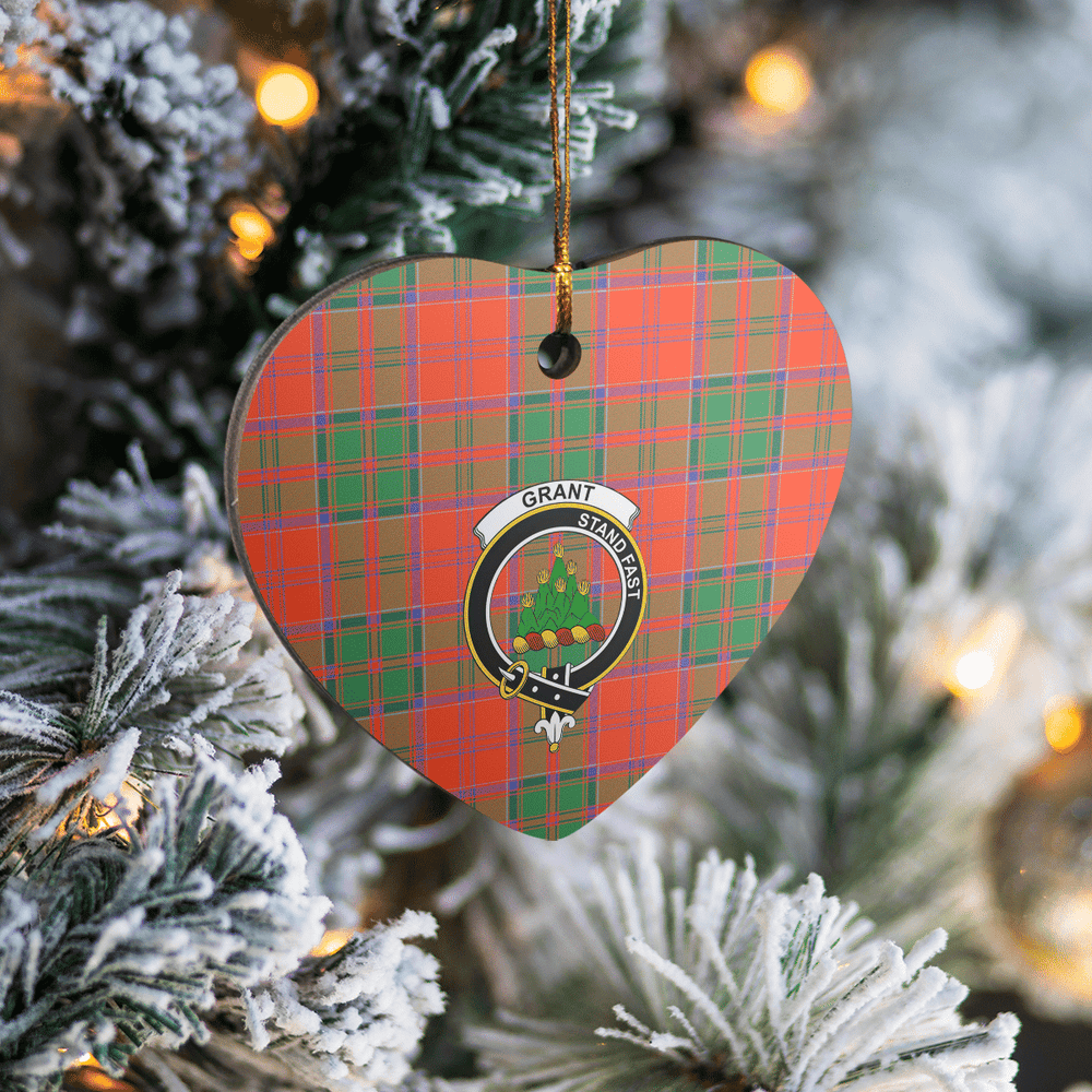 Clan Grant Ancient Tartan Crest Heart Ceramic Ornament BR87 Grant Ancient Tartan Tartan Christmas