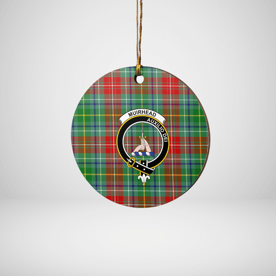 Clan Muirhead Tartan Crest Round Ceramic Ornament FS71 Muirhead Tartan Tartan Christmas