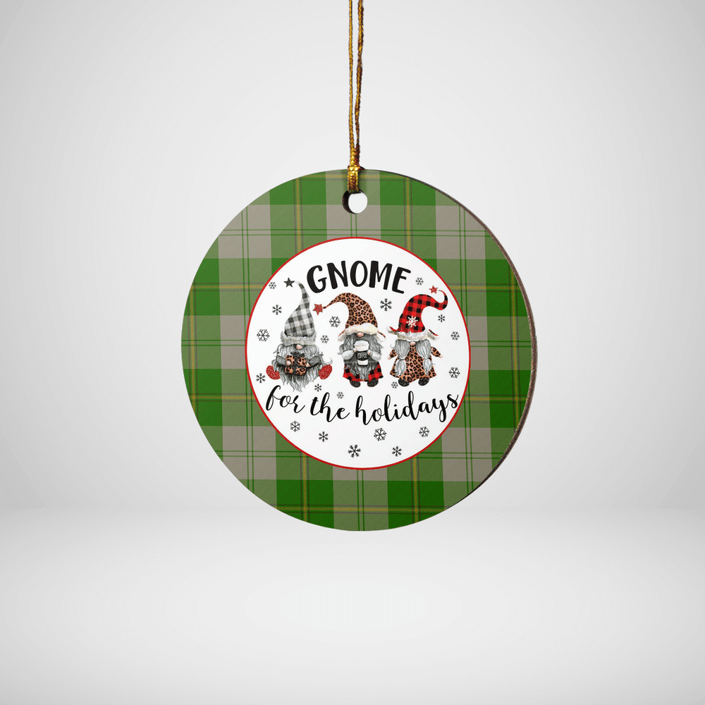 Clan Cunningham Dress Green Dancers Tartan Tartan Crest Gnome Round Ceramic Ornament QV36 Cunningham Dress Green Dancers Tartan Tartan Christmas