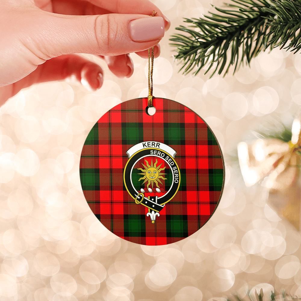 Clan Kerr Modern Tartan Crest Round Ceramic Ornament PX77 Kerr Modern Tartan Tartan Christmas