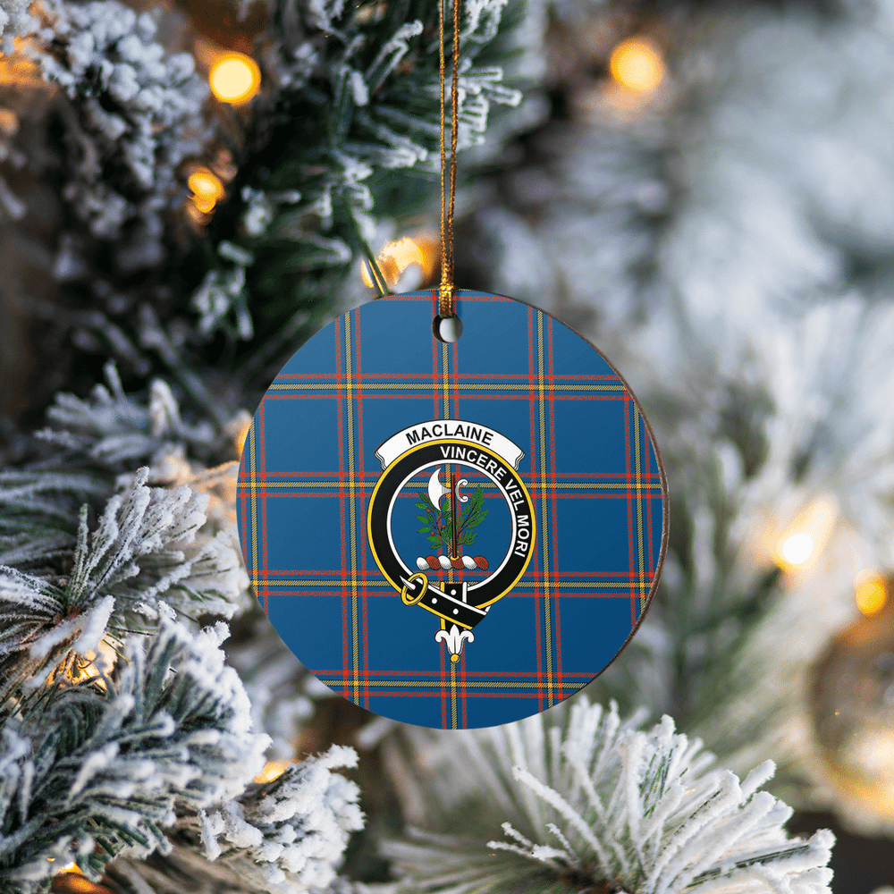 Clan MacLaine of Loch Buie Hunting Ancient Tartan Crest Round Ceramic Ornament MO43 MacLaine of Loch Buie Hunting Ancient Tartan Tartan Christmas