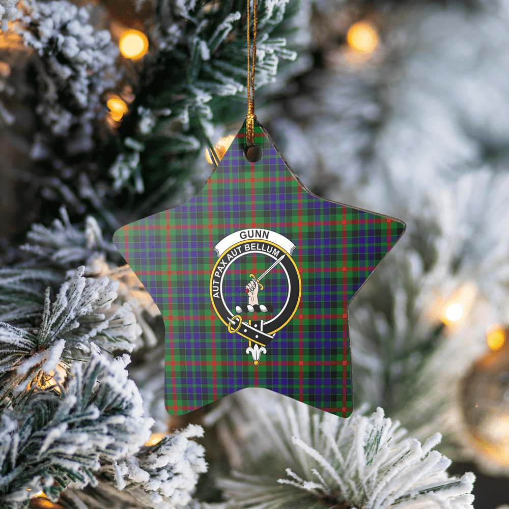 Clan Gunn Tartan Crest Star Ceramic Ornament BO85 Gunn Tartan Tartan Christmas