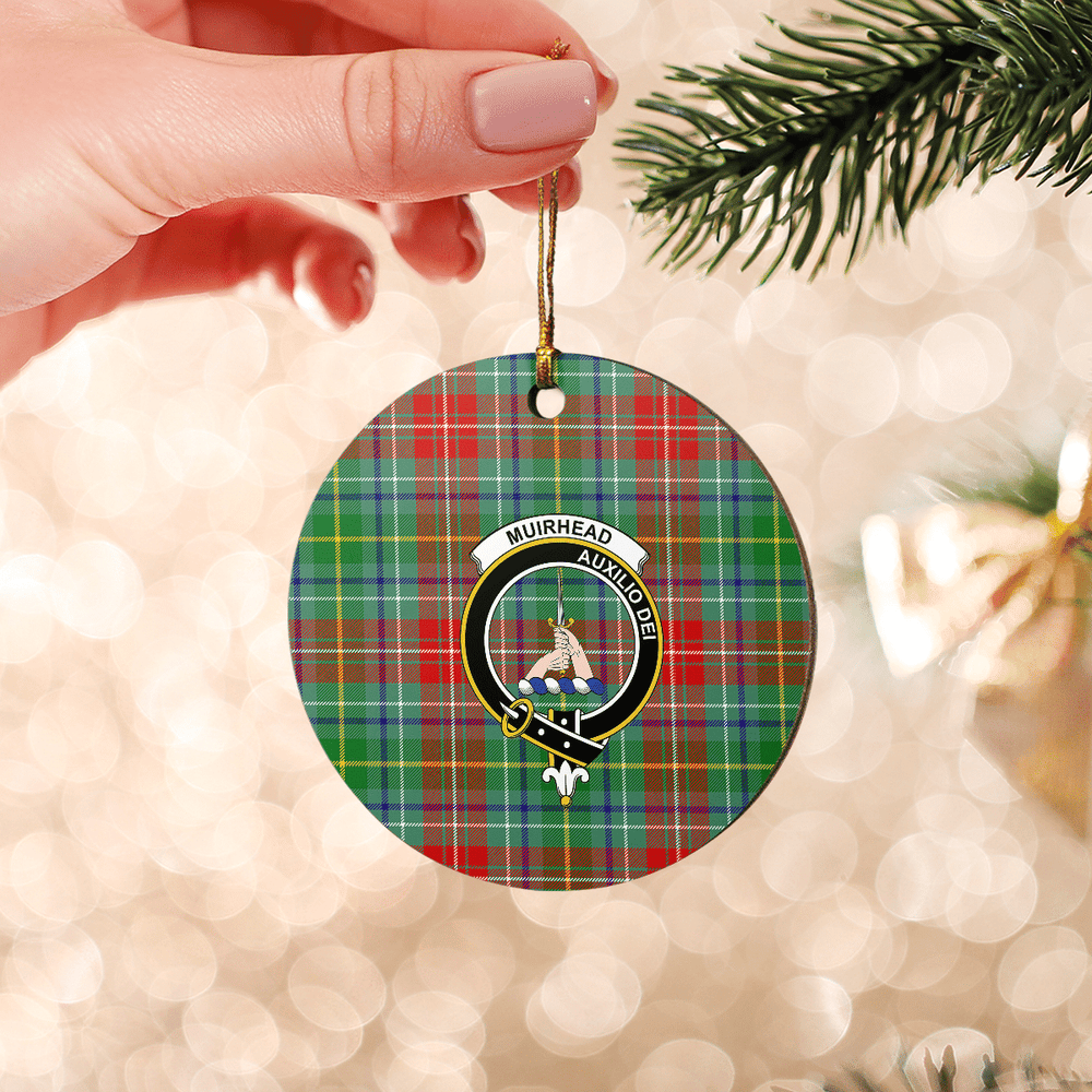 Clan Muirhead Tartan Crest Round Ceramic Ornament FS71 Muirhead Tartan Tartan Christmas