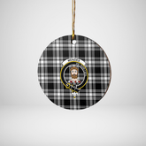 Clan Menzies Black & White Modern Tartan Crest Round Ceramic Ornament WV37 Menzies Black & White Modern Tartan Tartan Christmas