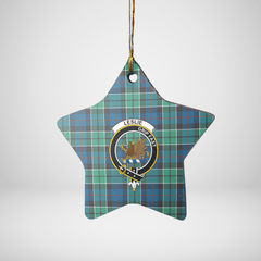 Clan Leslie Hunting Ancient Tartan Crest Star Ceramic Ornament GQ44 Leslie Hunting Ancient Tartan Tartan Christmas