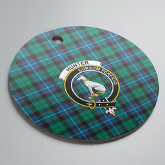Clan Hunter Ancient Tartan Crest Round Ceramic Ornament WF70 Hunter Ancient Tartan Tartan Christmas