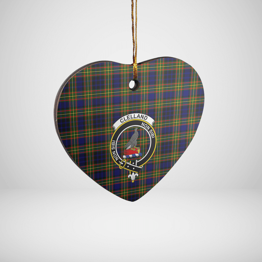 Clan Clelland Modern Tartan Crest Heart Ceramic Ornament LO25 Clelland Modern Tartan Tartan Christmas