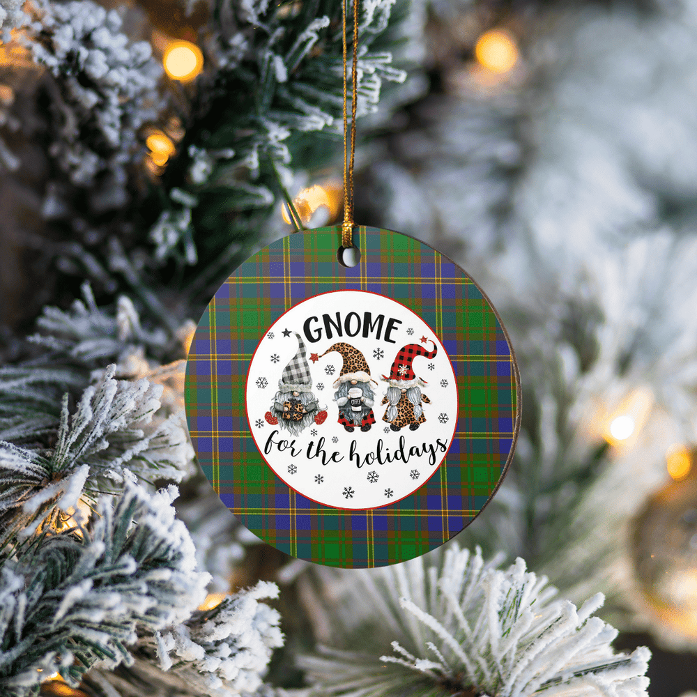 Clan Strange of Balkaskie Tartan Tartan Crest Gnome Round Ceramic Ornament GJ96 Strange of Balkaskie Tartan Tartan Christmas