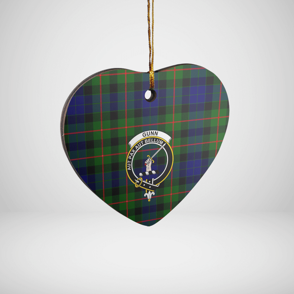 Clan Gunn Modern Tartan Crest Heart Ceramic Ornament IW19 Gunn Modern Tartan Tartan Christmas