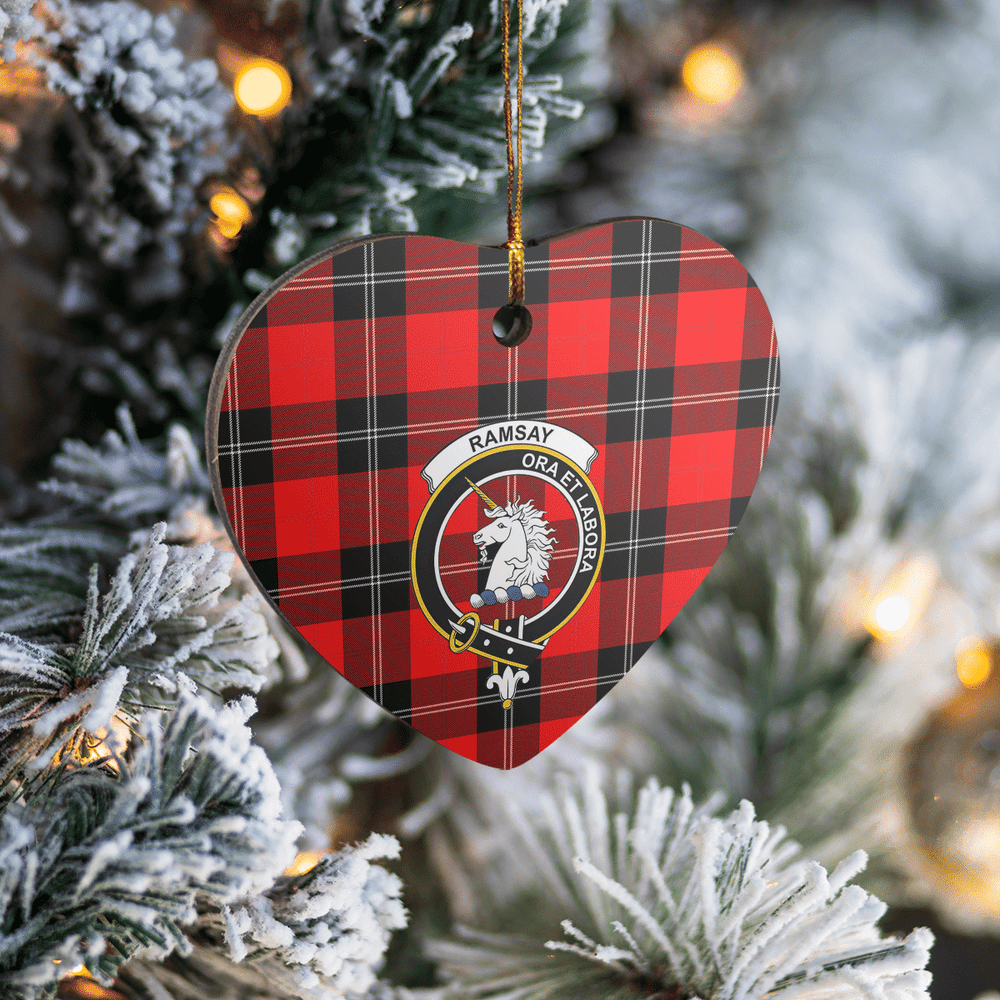 Clan Ramsay Modern Tartan Crest Heart Ceramic Ornament ZF62 Ramsay Modern Tartan Tartan Christmas