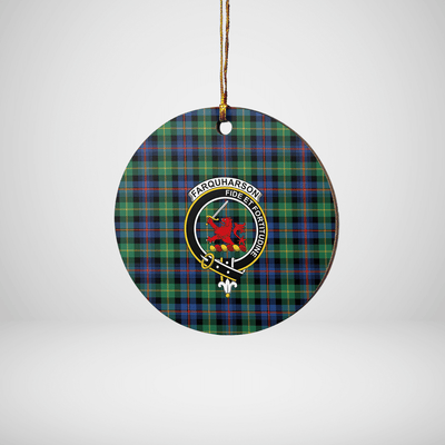 Clan Farquharson Ancient Tartan Crest Round Ceramic Ornament