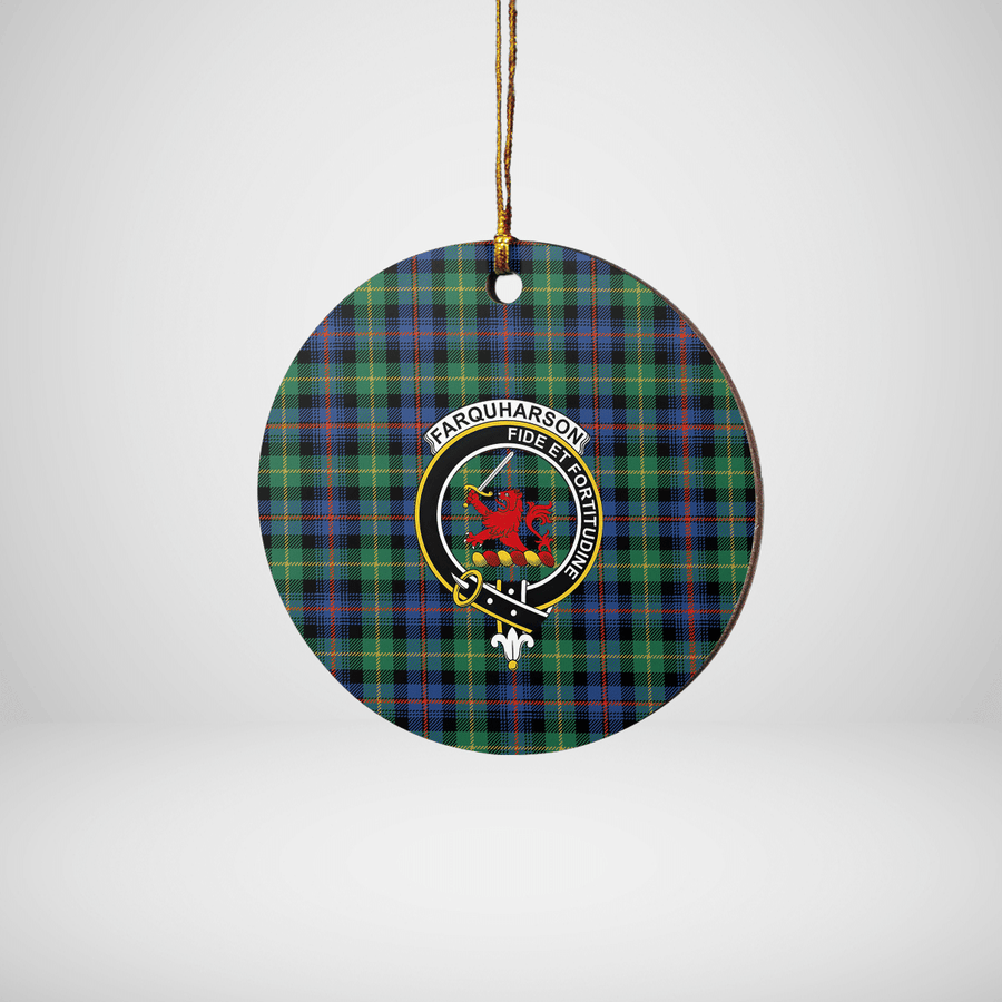 Clan Farquharson Ancient Tartan Crest Round Ceramic Ornament MD22 Farquharson Ancient Tartan Tartan Christmas