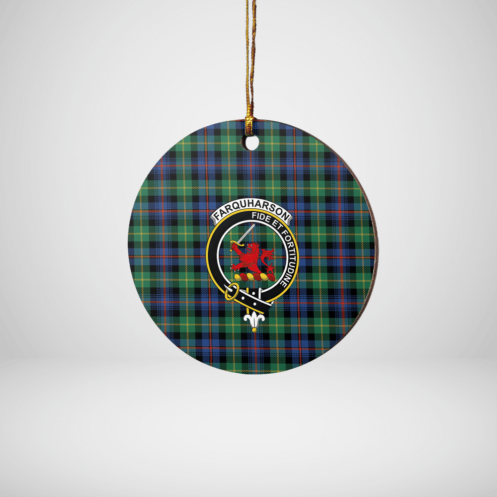 Clan Farquharson Ancient Tartan Crest Round Ceramic Ornament MD22 Farquharson Ancient Tartan Tartan Christmas