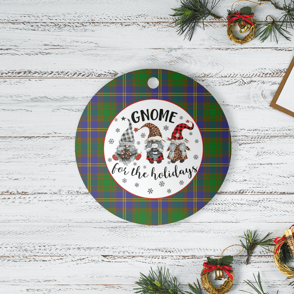 Clan Strange of Balkaskie Tartan Tartan Crest Gnome Round Ceramic Ornament GJ96 Strange of Balkaskie Tartan Tartan Christmas