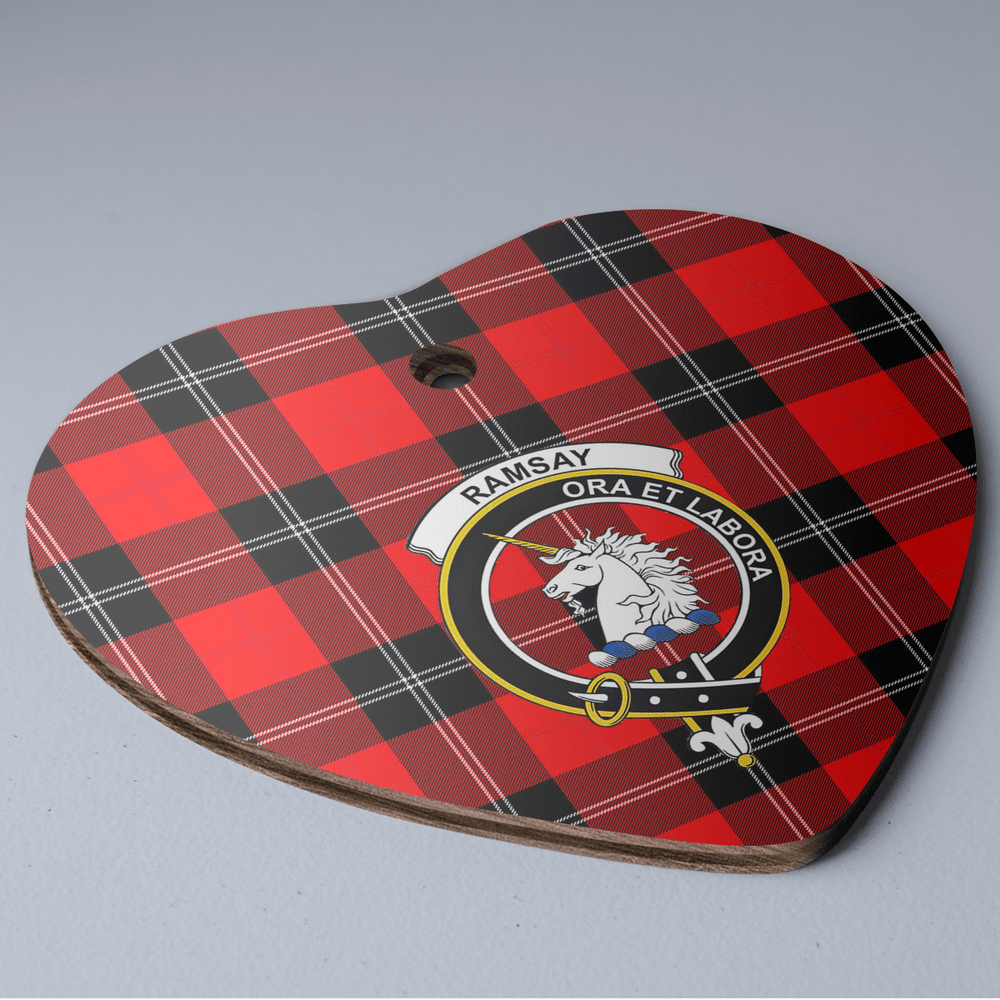 Clan Ramsay Modern Tartan Crest Heart Ceramic Ornament ZF62 Ramsay Modern Tartan Tartan Christmas