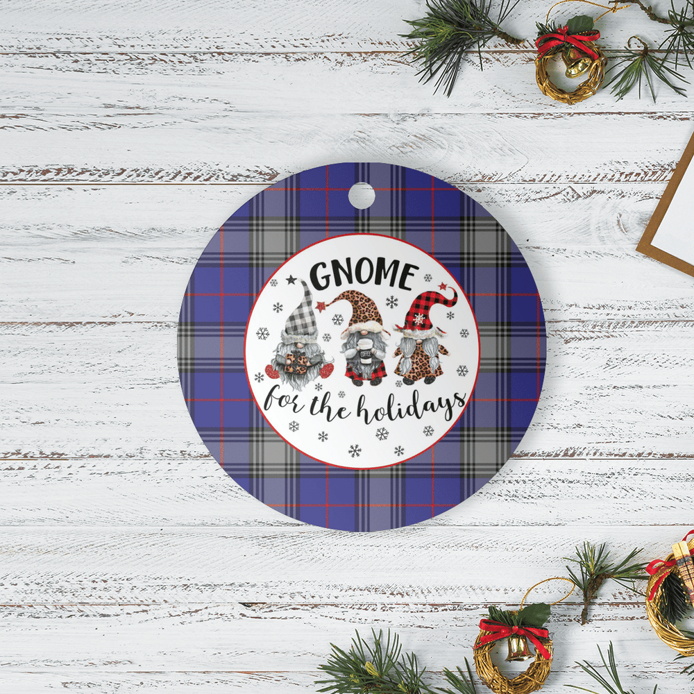 Clan Kinnaird Tartan Tartan Crest Gnome Round Ceramic Ornament CV97 Kinnaird Tartan Tartan Christmas