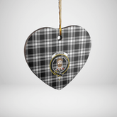 Clan Menzies Black & White Modern Tartan Crest Heart Ceramic Ornament MR84 Menzies Black & White Modern Tartan Tartan Christmas