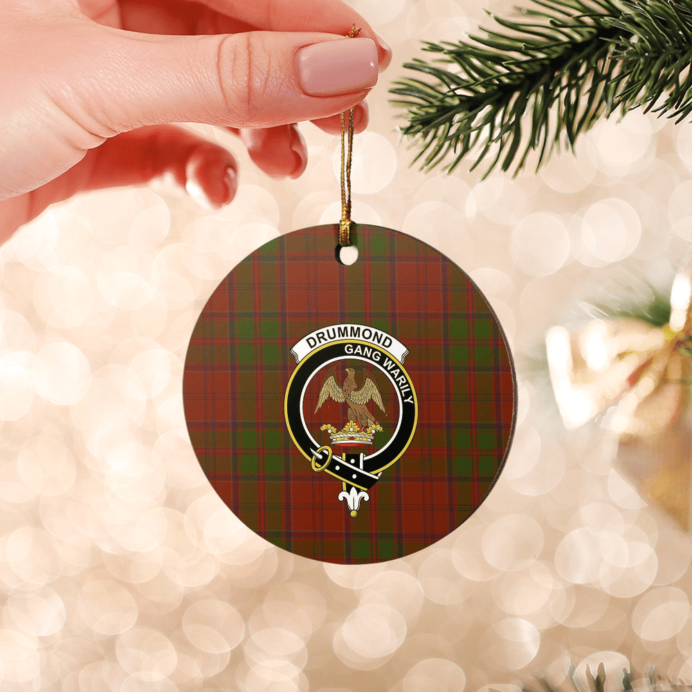 Clan Drummond Tartan Crest Round Ceramic Ornament KV52 Drummond Tartan Tartan Christmas