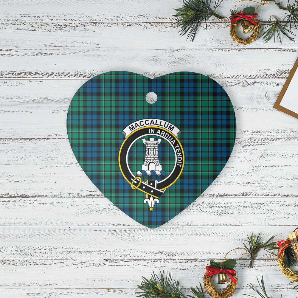 Clan MacCallum Ancient Tartan Crest Heart Ceramic Ornament MH75 MacCallum Ancient Tartan Tartan Christmas