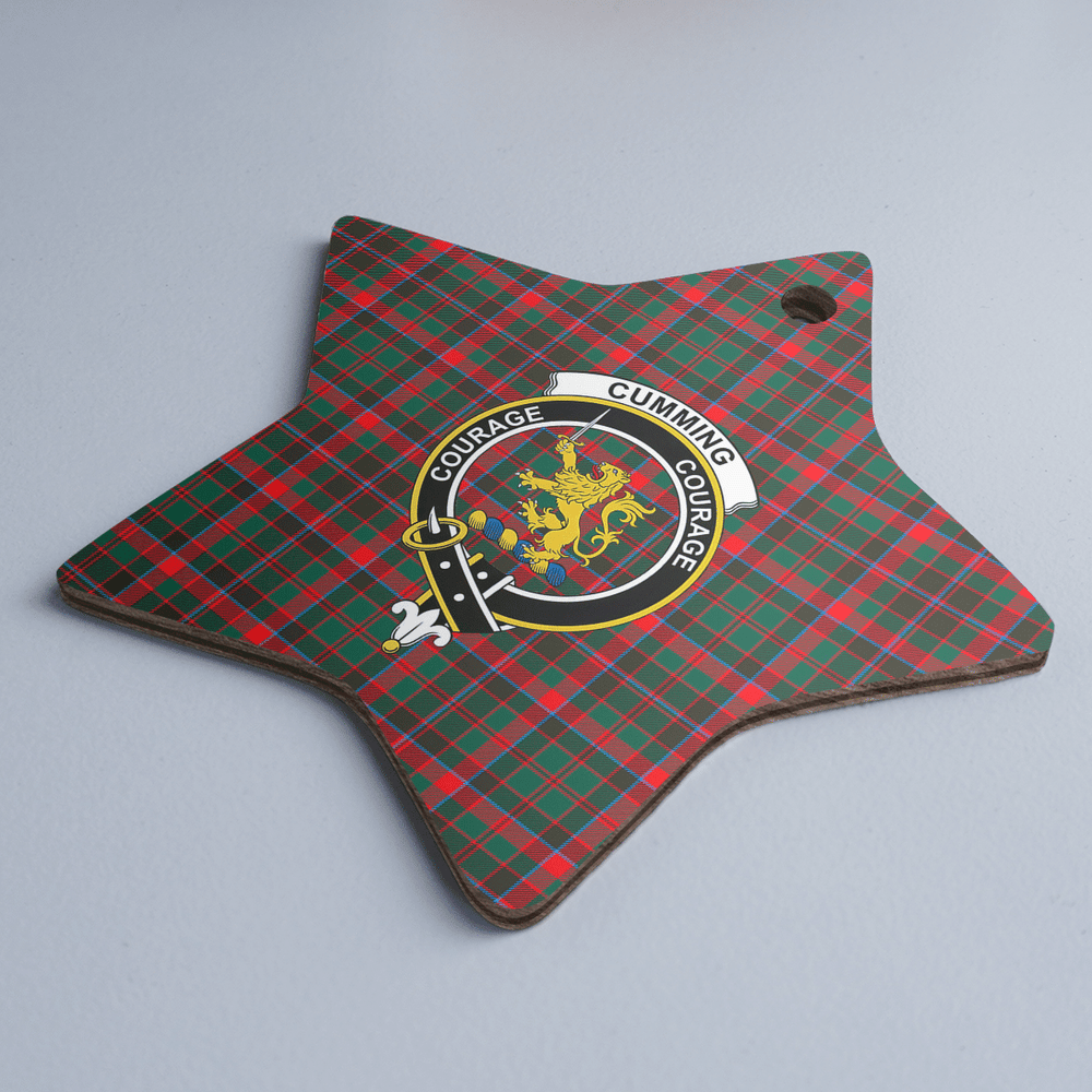 Clan Cumming Hunting Modern Tartan Crest Star Ceramic Ornament AY73 Cumming Hunting Modern Tartan Tartan Christmas