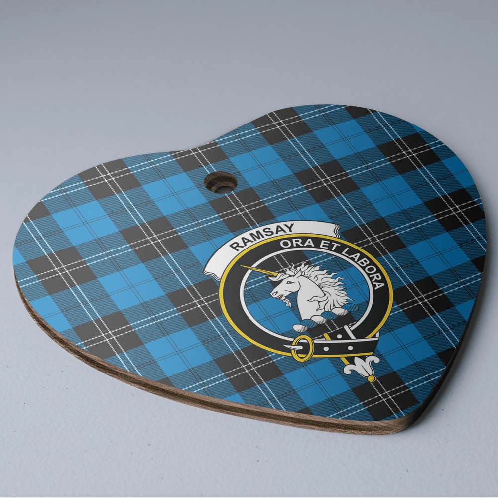 Clan Ramsay Blue Ancient Tartan Crest Heart Ceramic Ornament SL23 Ramsay Blue Ancient Tartan Tartan Christmas