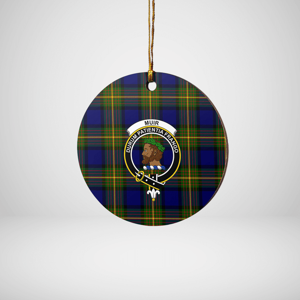 Clan Muir Tartan Crest Round Ceramic Ornament HV11 Muir Tartan Tartan Christmas