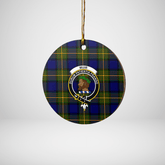 Clan Muir Tartan Crest Round Ceramic Ornament HV11 Muir Tartan Tartan Christmas