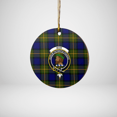 Clan Muir Tartan Crest Round Ceramic Ornament HV11 Muir Tartan Tartan Christmas